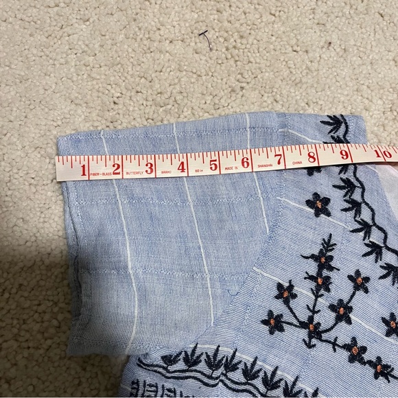 Lightweight Casual Blue Beach Midi Dress with Black Embroidery - Picture 6 of 8